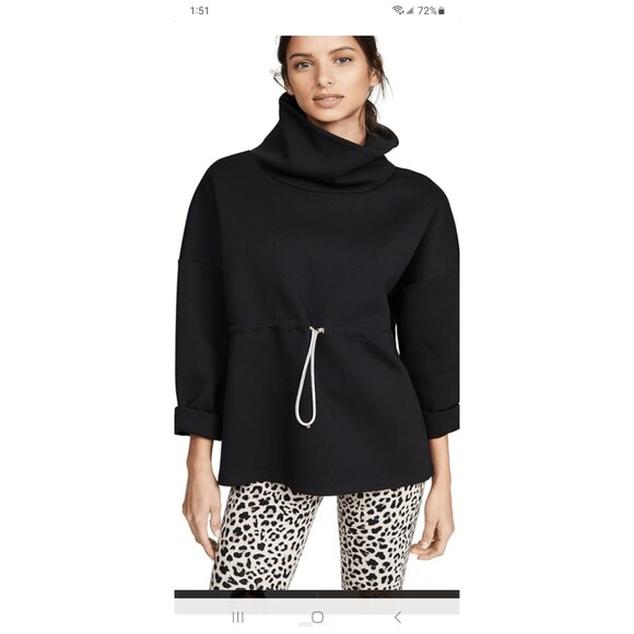 Varley Tops - Varley Barton black sweatshirt M drawstring high funnelneck minimalist top